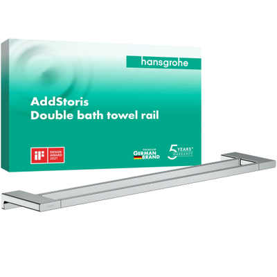Hansgrohe AddStoris Q handdoekhouder wand dubbel - 65cm - hoogglans chroom