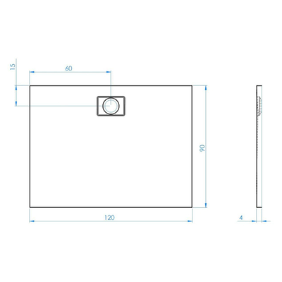 Xenz Flat Zero douchevloer - 120x90x4 - Acryl - pergamon