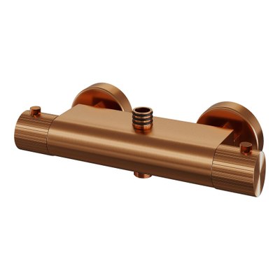 BRAUER Stripe Opbouw Thermostatische Regendouche - SET 02 - 25cm hoofddouche - 3-standen handdouche - doucheslang - koper geborsteld PVD