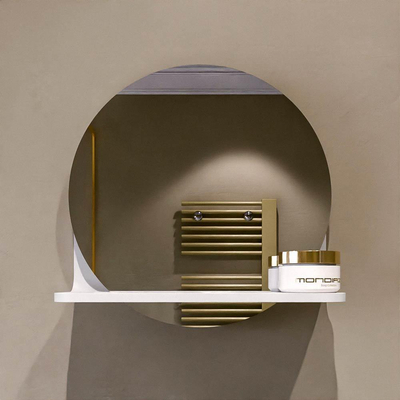 Mondiaz SPOT Miroir de salle de bains - rond 30cm - tablette miroir - couleur Talc