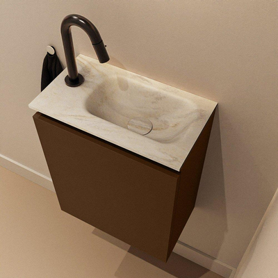 MONDIAZ TURE-DLUX 40cm toiletmeubel Rust. EDEN wastafel Ostra positie rechts. Met 1 kraangat.