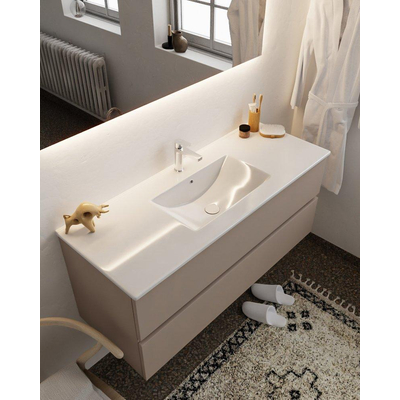 Mondiaz VICA ensemble de meuble de salle de bain - 120cm - meuble sous-vasque fumée - 2 tiroirs - lavabo denia milieu - 1 trou de robinet - version XL 60cm haut