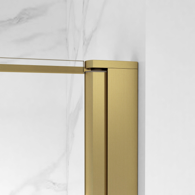 FugaFlow Eccelente Vetro Cabine de douche - 80x120x200 - Profil en verre de sécurité - anti-calcaire - Laiton brossé PVD (Or)