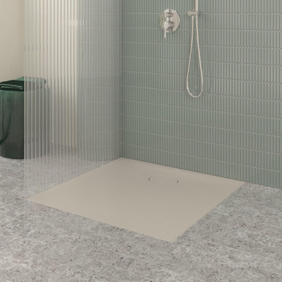 Villeroy & Boch Ecora douchebak - 90x90x3.5cm - afvoer korte zijde - almond (beige)