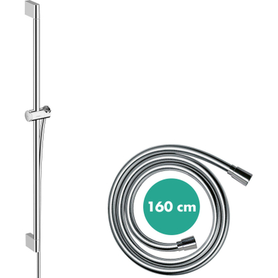 Hansgrohe Unica Glijstang Pulsify S - 90cm - met push-schuifstuk en doucheslang - hoogglans chroom