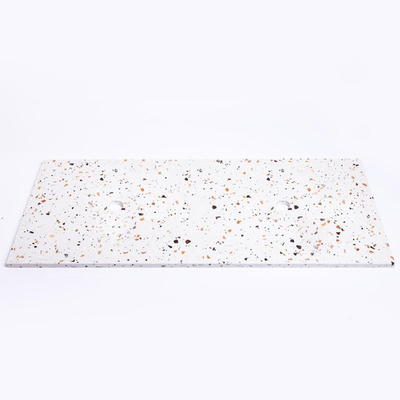 Adema Tops Plan sous vasque - 120.5x1.8x46cm - 2 évacuations - sans trous de robinet - Terrazzo crème