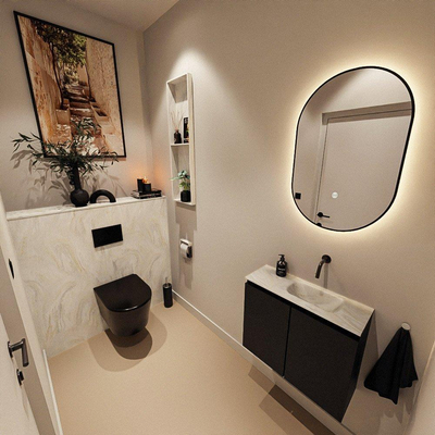 MONDIAZ TURE-DLUX Meuble de toilettes 60cm Urban. EDEN vasque Ostra position à droite. Sans trou de robinet.