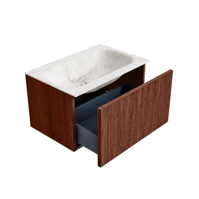 Mondiaz KURVE-DLUX Badkamermeubelset - 70x46x40cm - 1 lade - wastafel solid surface - midden - 1 kraangat - Ruby