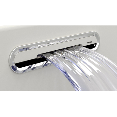 Riho Desire baignoire d'angle - 170x77cm - Configuration d'angle droite - avec plinthe LED - avec remplissage de baignoire chromé - acrylique blanc brillant