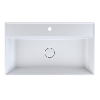 Arcqua Edge Opbouw Wastafel - 80x47x12cm - 1 kraangat - cast marble - mat wit