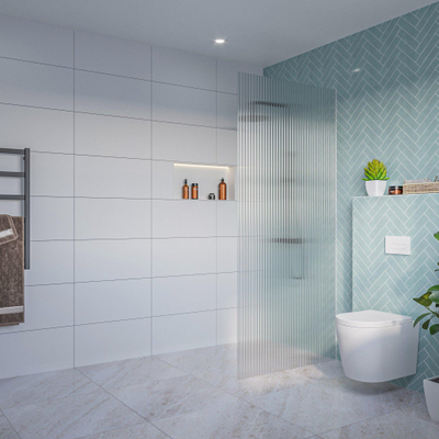 FugaFlow Eccelente Vetro Inloopdouche - ribbel glas - 90x200cm - 8mm - nano - blind inbouw profiel