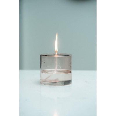 Wellmark Lampe à huile - 9x10cm - verre recyclé - rose