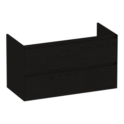 BRAUER Inspire wastafelonderkast 100 2 softclose lades - greeploos - 1 sifon uitsparing - Timber Black