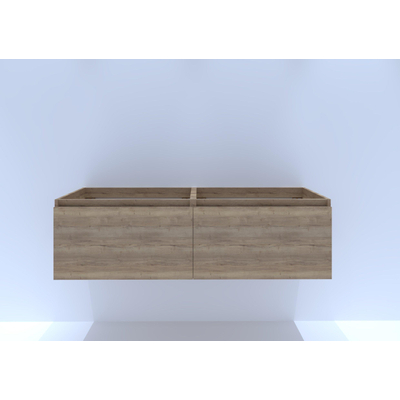 HR badmeubelen matrix meuble sous lavabo 140 cm 2 tiroirs - cadre à poignées - couleur chêne naturel