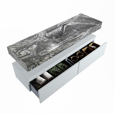 Mondiaz ALAN-DLUX Ensemble de meuble - 150cm - meuble Clay mat - 2 tiroirs - Lavabo Cloud Lava suspendu - vasque Centre - 1 trou de robinet