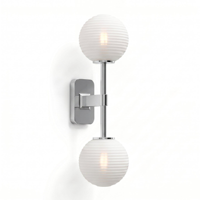 Astro Tacoma Twin Applique/Plafonnier - 230V - IP44 - bulbeux - cannelé - verre blanc - chrome