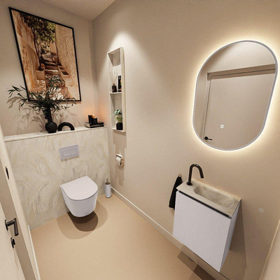MONDIAZ TURE-DLUX Meuble toilette - 40cm - Cale - EDEN - vasque Ostra - position droite - 1 trou de robinet