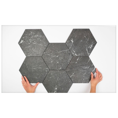 Fap ceramiche carreau de sol et de mur hexagone roma graphite mat 21.6x25cm aspect marbre mat anthracite