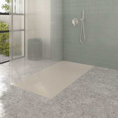 Villeroy & Boch Ecora douchebak - 160x80x4.5cm - afvoer korte zijde - almond (beige)