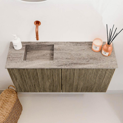 Mondiaz JOYA-DLUX Meuble de toilette 80cm - couleur Dusk - Vasque FAYE position Gauche Sans trou de robinet couleur Oza