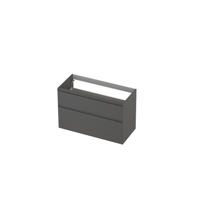 INK Wastafelonderkast - 100x45x65cm - 2 lades - greeploos - MDF lak - Mat grijs