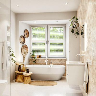 MONDIAZ VICA 60cm meuble sous lavabo Talc 2 tiroirs. Lavabo DENIA centre 1 trou de robinet, couleur Blanc Brillant.