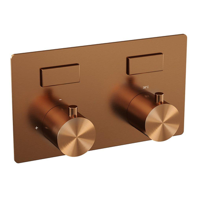 BRAUER Copper Edition - 2 fonctions - mitigeur thermostatique encastré - avec partie encastrée - boutons-poussoirs - parties encastrées/apparentes - cuivre brossé PVD