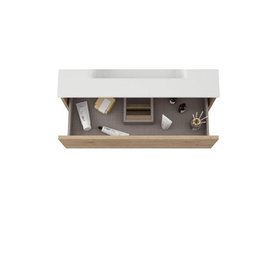 Saniclass Chacito Meuble sous-lavabo - 100x39.5x55cm - peu profond - 2 tiroirs - sans poignées - chêne chaud