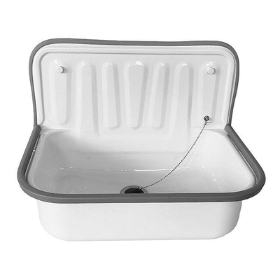 Xellanz Évier de décharge en tôle d'acier 50,5 x 33 x 37 cm blanc brillant