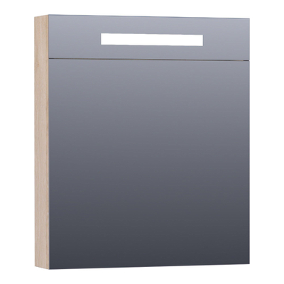 BRAUER Promise Deluxe spiegelkast - 60x70x15cm - met directe verlichting 1 linksdraaiende dubbelzijdige spiegeldeur Sunlit