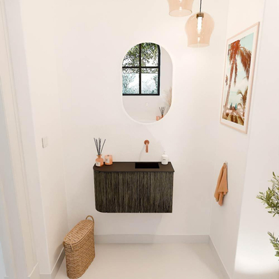 Mondiaz JOYA 71.6cm toiletmeubel - ronding links kleur Shadow - Wastafel FAYE positie Rechts Zonder kraangat kleur Urban.
