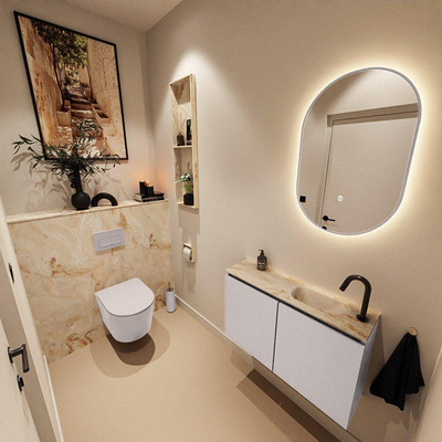 MONDIAZ TURE-DLUX Meuble toilette - 80cm - Cale - EDEN - vasque Frappe - position droite - 1 trou de robinet