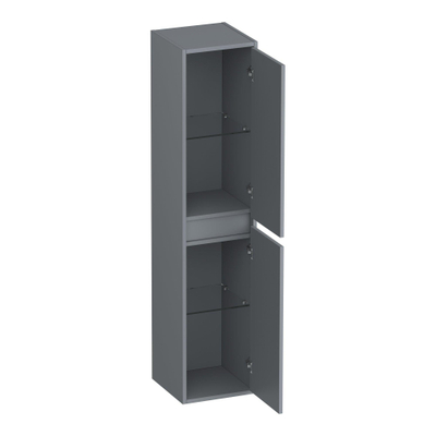 BRAUER Adore Wavy armoire haute 160 avec 2 portes sans poignée pivotant à gauche ou à droite gris mat
