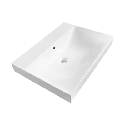 Saniclass Wave Meubelwastafel - 60x46x7.5cm - overloop - 1 wasbak - zonder kraangat - keramiek - wit