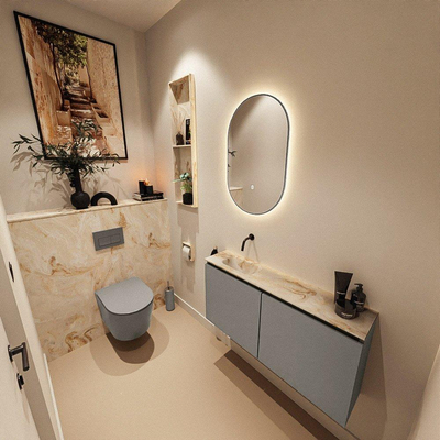 MONDIAZ TURE-DLUX 100cm toiletmeubel Smoke. EDEN wastafel Frappe positie links. Zonder kraangat.