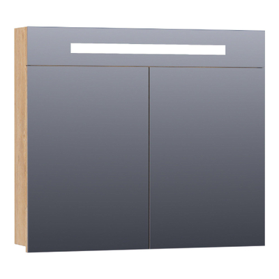 BRAUER 2.0 Armoire de toilette 80x70x15cm éclairage intégré rectangulaire 2 portes pivotantes MFC Nomad