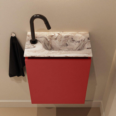 MONDIAZ TURE-DLUX 40cm toiletmeubel Fire. EDEN wastafel Glace positie rechts. Met 1 kraangat.