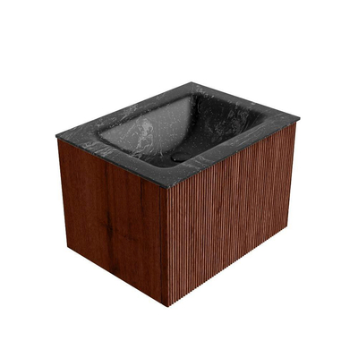 Mondiaz KURVE-DLUX Badkamermeubelset - 60x46x40cm - 1 lade - wastafel solid surface - midden - 1 kraangat - Ruby