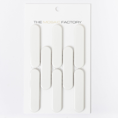 SAMPLE The Mosaic Factory Sevilla carreau mosaïque 2.3x9.8x0.6cm pour mur kitkat oval finger Céramique Brillant Blanc