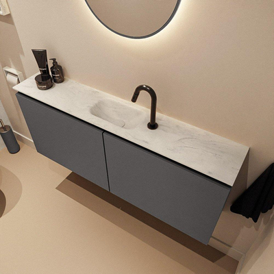 MONDIAZ TURE-DLUX Meuble toilette - 120cm - Dark Grey - EDEN - vasque Opalo - position centrale - 1 trou de robinet