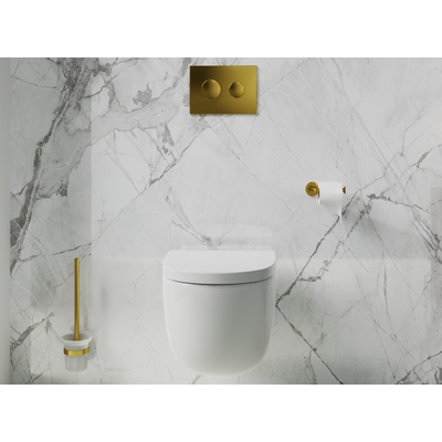 Fortifura Calvi porte-rouleau de papier toilette/porte-rouleau de réserve - sans couvercle - rond - PVD - Laiton brossé (or)