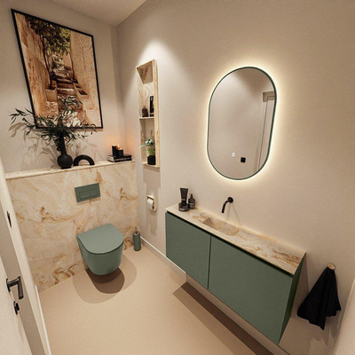 MONDIAZ TURE-DLUX 100cm toiletmeubel Army. EDEN wastafel Frappe positie midden. Zonder kraangat.