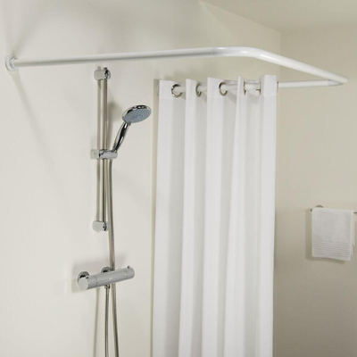 Sealskin Seallux Tringle de rideau de douche Set combinée. Ø 28 mm Aluminium Blanc pour 90x90, 90x90x90 ou 80x170 cm