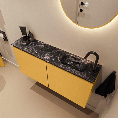 MONDIAZ TURE-DLUX meuble WC 100 cm Ocher. Lavabo EDEN Lava position droite. Avec 1 trou de robinet.
