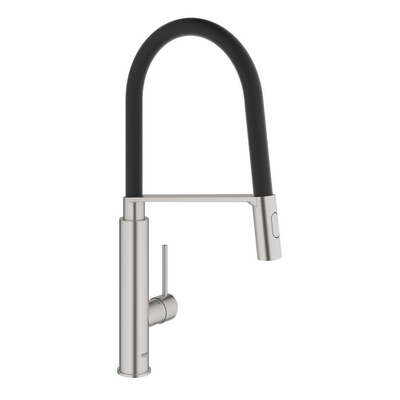 Grohe Concetto Keukenkraan - uittrekbare uitloop - 2 straalsoorten - met profesionele handdouche - Brushed Supersteel (RVS)