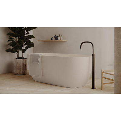 Ideavit Archtec Baignoire îlot - 170x80x63cm - texture rocheuse - trop-plein - pieds réglables - crème beige