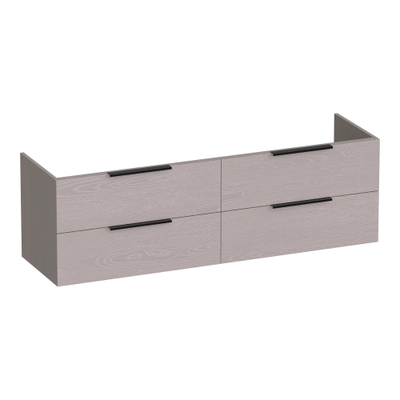 BRAUER Elevate meuble sous lavabo 160 excl. poignées à poser 4 tiroirs softclose et 2 découpes pour siphon - Timber Greige