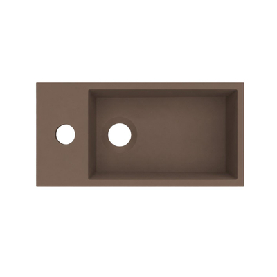 Arcqua Flair fontein - 36x18x9cm - cast marble - 1 kraangat - links - mat chocola