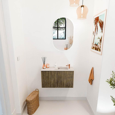 Mondiaz JOYA-DLUX 70cm toiletmeubel - kleur Dusk - Wastafel FAYE positie Rechts 1 kraangat kleur Nata.