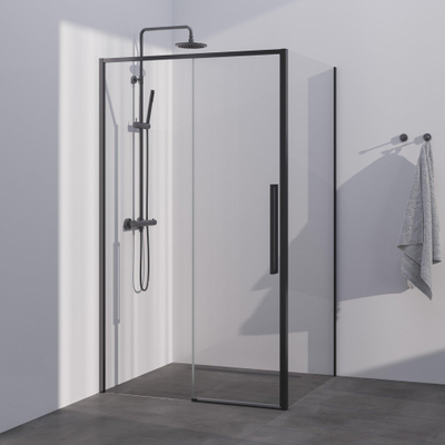 BRAUER Season cabine de douche - 120x80x200cm - porte coulissante - verre clair - réversible - revêtement en verre - Gunmetal